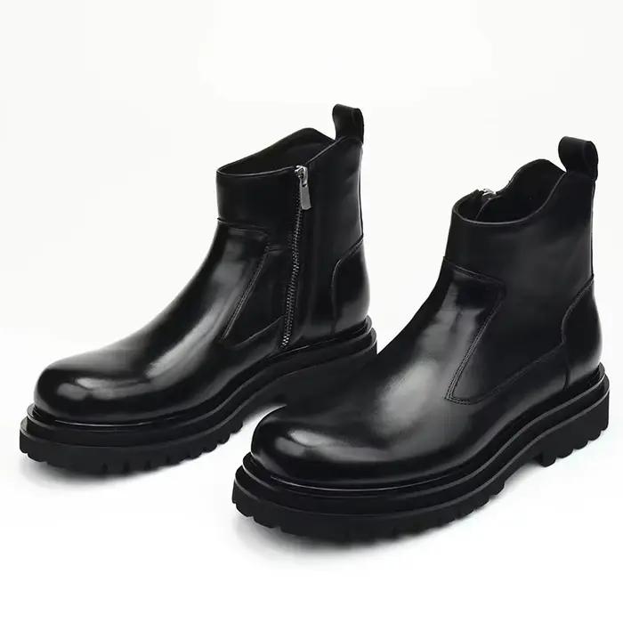 Chaussures montantes homme en cuir véritable style britannique pour printemps automne occassions variées bottes cheville confortables
