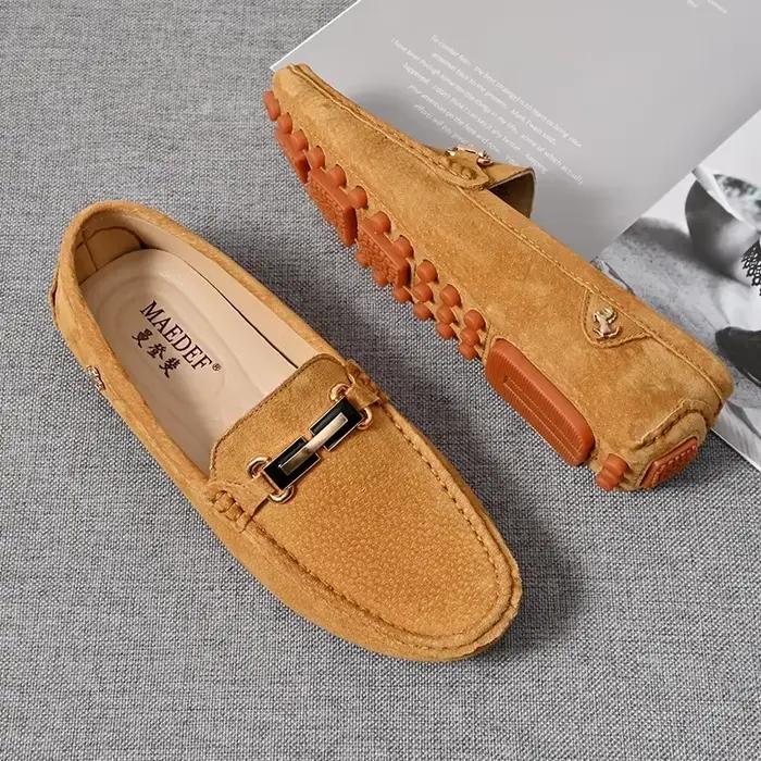 YRZL-Mocassins en Daim pour Homme, Chaussures de Marque de Luxe, en Cuir, Sans Lacet, pour la Conduite