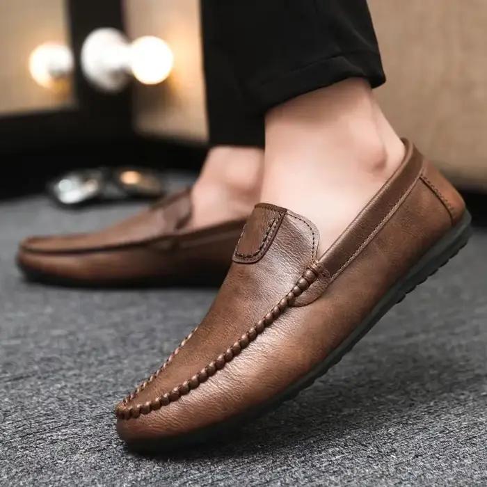 Bureau plat mâle chaussures décontractées Pu peau de vache confortable rétro adultes classique Original élégant bas