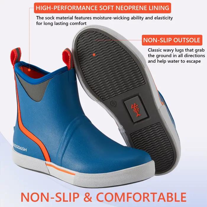 BASSDspatule-Bottes de pont imperméables pour homme, doublure respirante, caoutchouc néoprène anti-alde, rinçage, bottes de pluie, pêche, bateau, 6 po