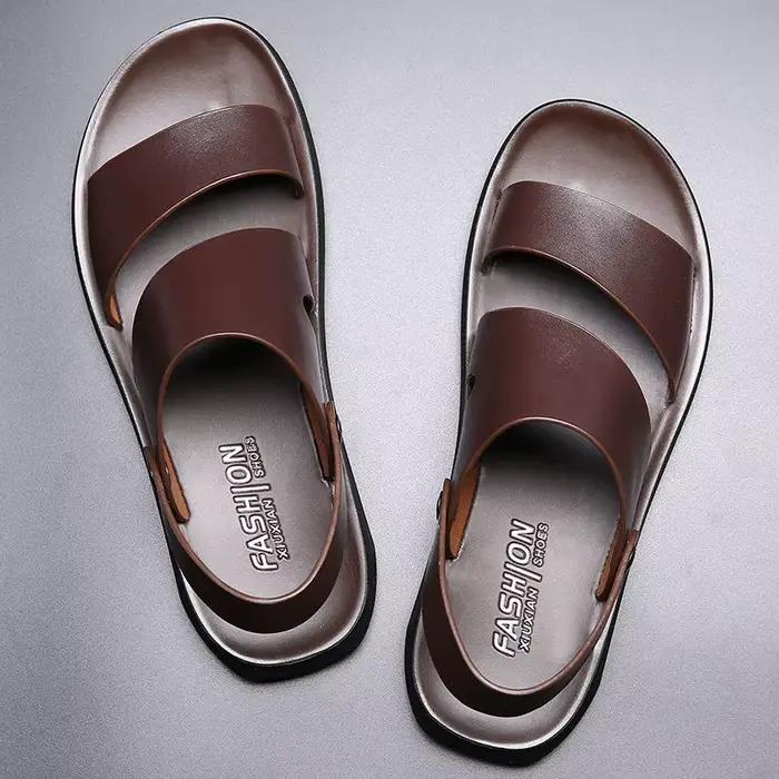 Robe d'été en cuir pour hommes, sandales en cuir, nouvelle mode, Vintage, chaussures pour hommes, haute qualité, doux, confort décontracté, pantoufles de plage, 2022