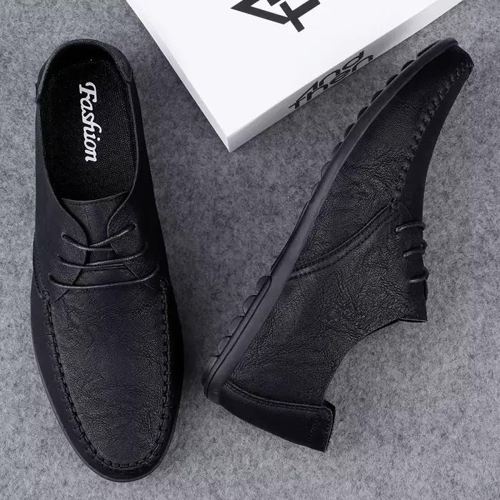 Chaussures en cuir pour hommes semelles souples quatre saisons grande taille chaussures en cuir décontractées mode à la mode fête des jeunes chaussures de conduite polyvalentes
