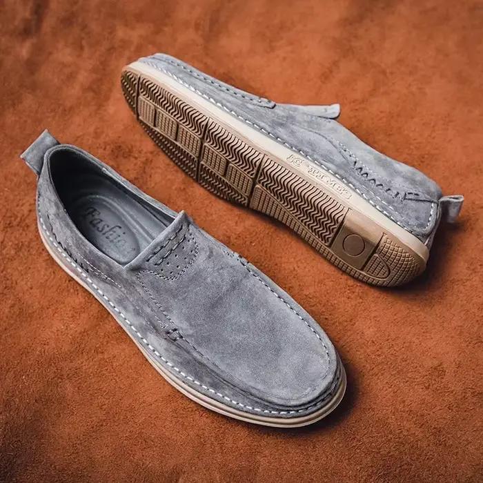Mocassins en daim de vache pour hommes, chaussures décontractées de luxe, confort et élégance pour toutes les occasions spéciales