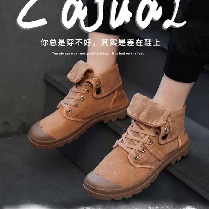 Bottes de rinçage pour hommes, baskets à lacets, chaussures d'extérieur décontractées, plates, respirantes, confortables, en toile