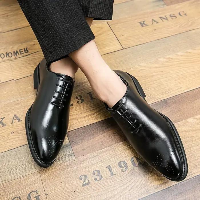 Nouveau Chaussures richelieu à semelle rouge hommes d'affaires noirs