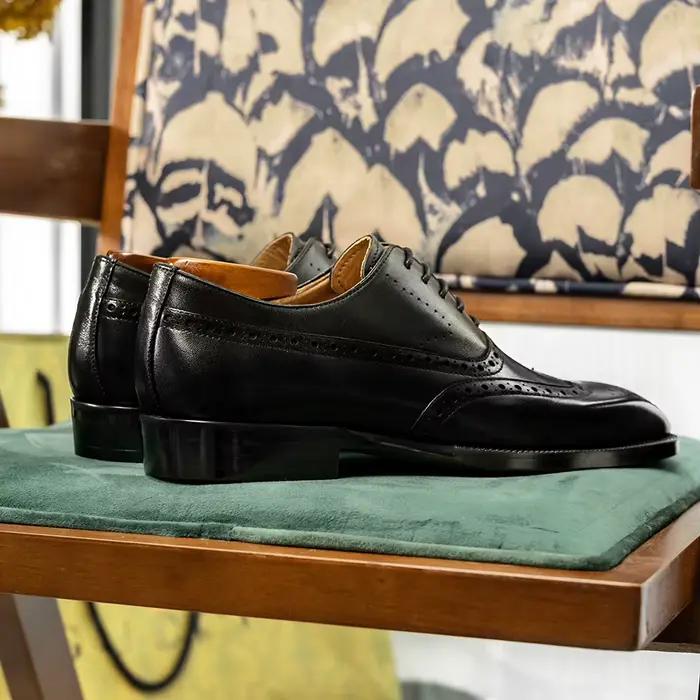 Hanmce-Chaussures Oxford respirantes en cuir véritable pour hommes, chaussures vernies, mode