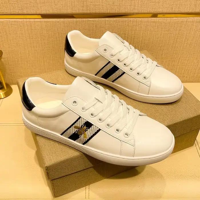 Chaussures de skate de luxe pour homme en cuir véritable brodé abeille