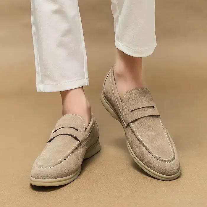 Mocassins classiques en cuir suédé pour hommes