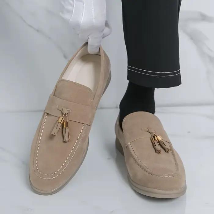 Designer hommes mocassin glands sans lacet mocassins chaussures en cuir suédé