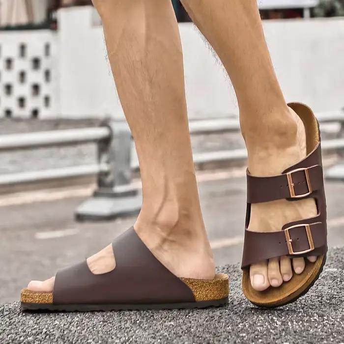 Homme décontracté en cuir sandale pour hommes plage respirant antidérapant sandales concepteur plat chaussures de créateur confortable pantoufle originale été