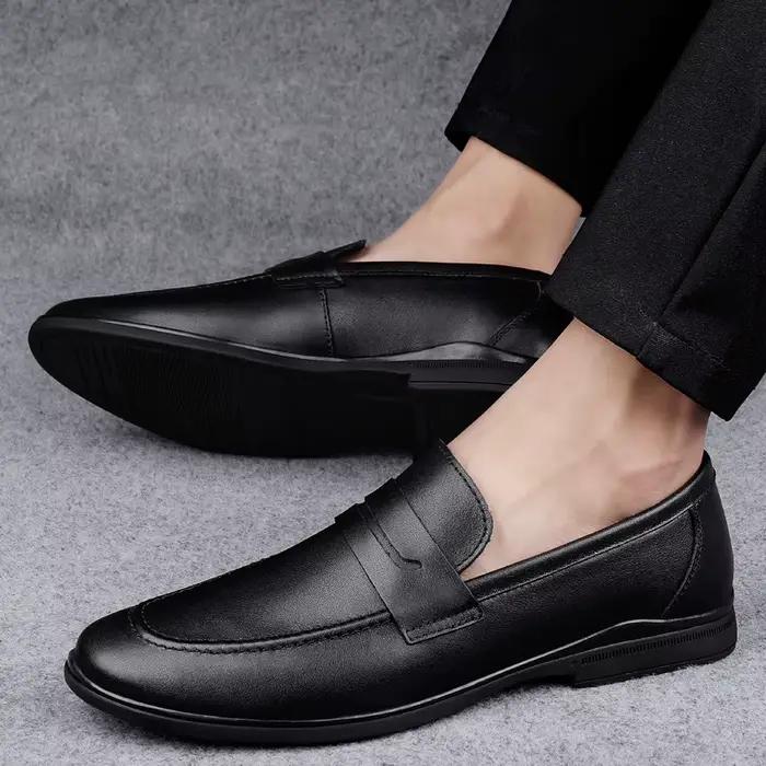 Mocassins pointus en cuir véritable pour homme, mocassins Yeinshaars respirants et massants pour occasions décontractées et formelles
