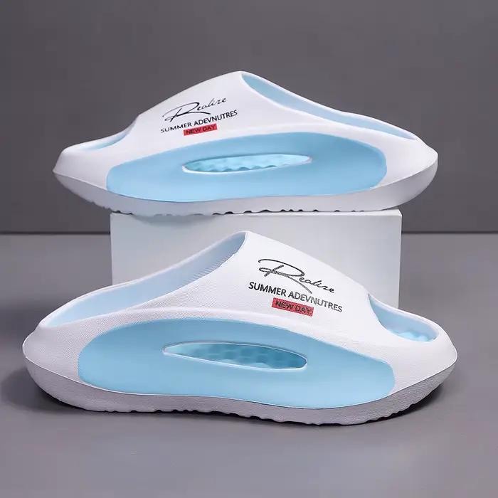 Pantoufles de sport pour hommes – Diapositives légères antidérapantes EVA avec graphique « Aventures d'été New Day »