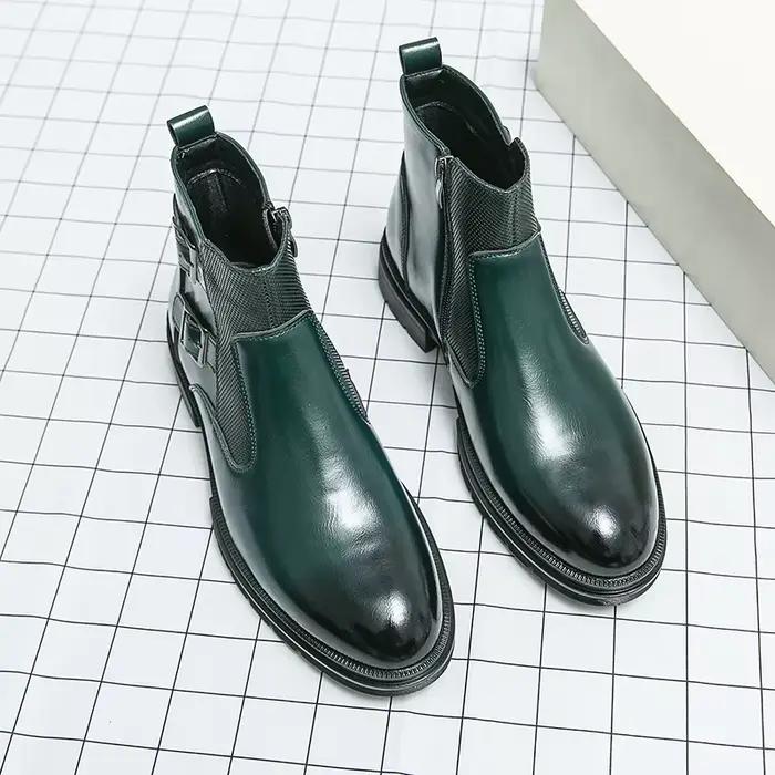 Bottines de Banquet vertes haut de gamme pour hommes