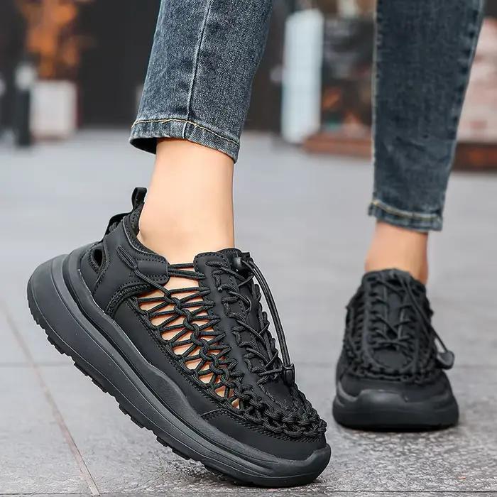 Sandales Chunky Tissées à la Main pour Hommes – Nouveau Style Été Respirant Confortable Décontracté Type Sneaker – Tailles 36-46
