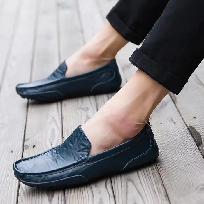 Mocassins en cuir véritable pour hommes