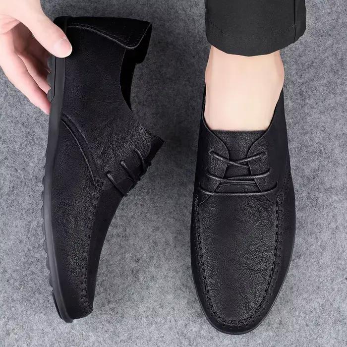 Chaussures en cuir pour hommes semelles souples quatre saisons grande taille chaussures en cuir décontractées mode à la mode fête des jeunes chaussures de conduite polyvalentes