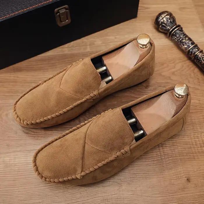 Mode daim hommes chaussures décontractées mâle paresseux chaussures respirant confort sans lacet hommes chaussures de conduite marque de luxe mocassins mocassins