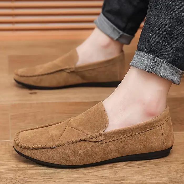 Mode daim hommes chaussures décontractées mâle paresseux chaussures respirant confort sans lacet hommes chaussures de conduite marque de luxe mocassins mocassins