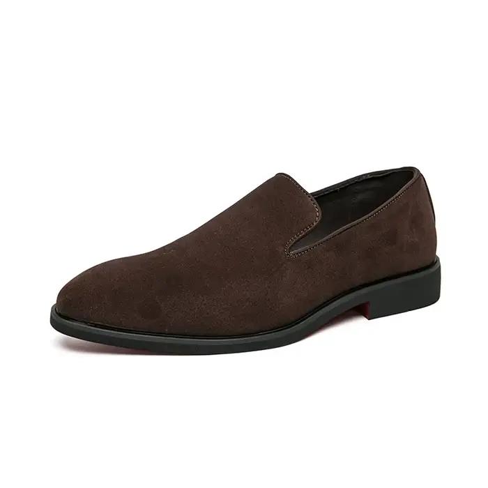 Printemps italien marque de luxe chaussures en cuir suédé affaires bureau chaussures habillées pour homme marron discothèque fête mocassins homme