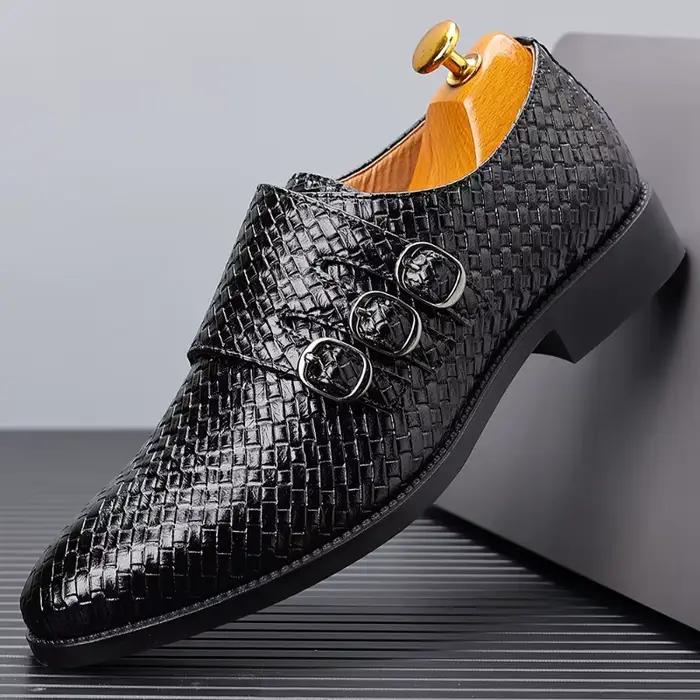 Tricot hommes chaussures en cuir chaussures habillées d'affaires formelles pour hommes classique décontracté luxe chaussures formelles Derby fête Oxford chaussures pour hommes