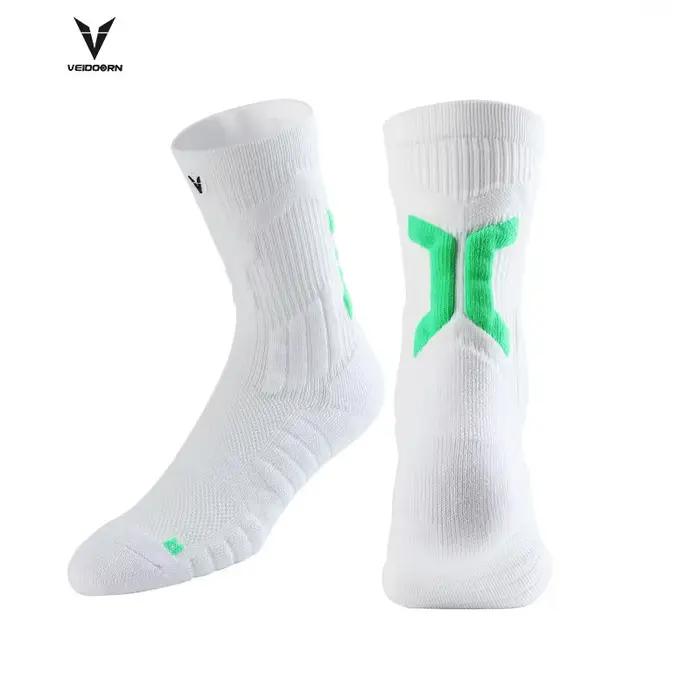 Veidoorn chaussettes de Sport de haute qualité pour hommes longueur mi-mollet chaussettes de basket-ball de course épaissir antidérapant Camping bas de cyclisme