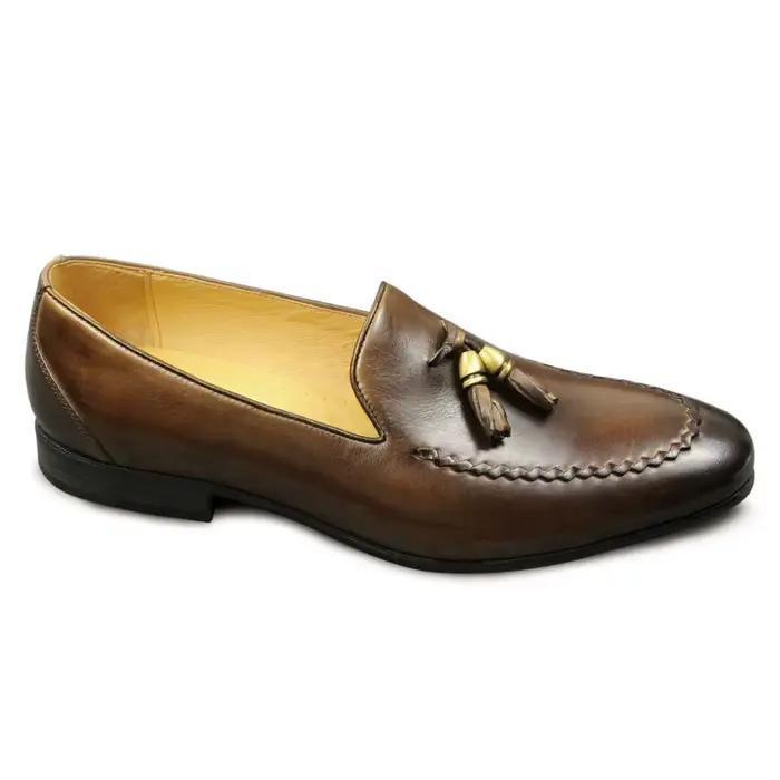 Mocassins en cuir véritable à franges pour hommes