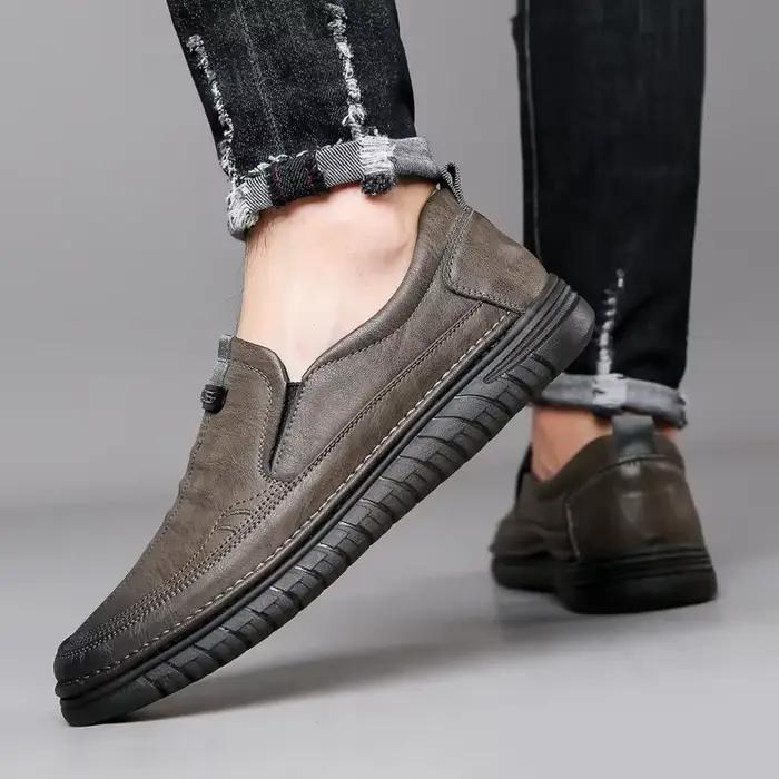 Mocassins rétro en cuir de vache véritable pour hommes
