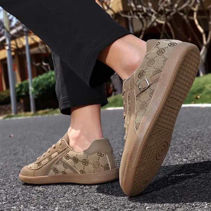 ELUVA – chaussures en cuir PU pour hommes, plates, respirantes, de haute qualité, à lacets, confortables, semelle souple, antidérapantes, décontractées, pour skateboard