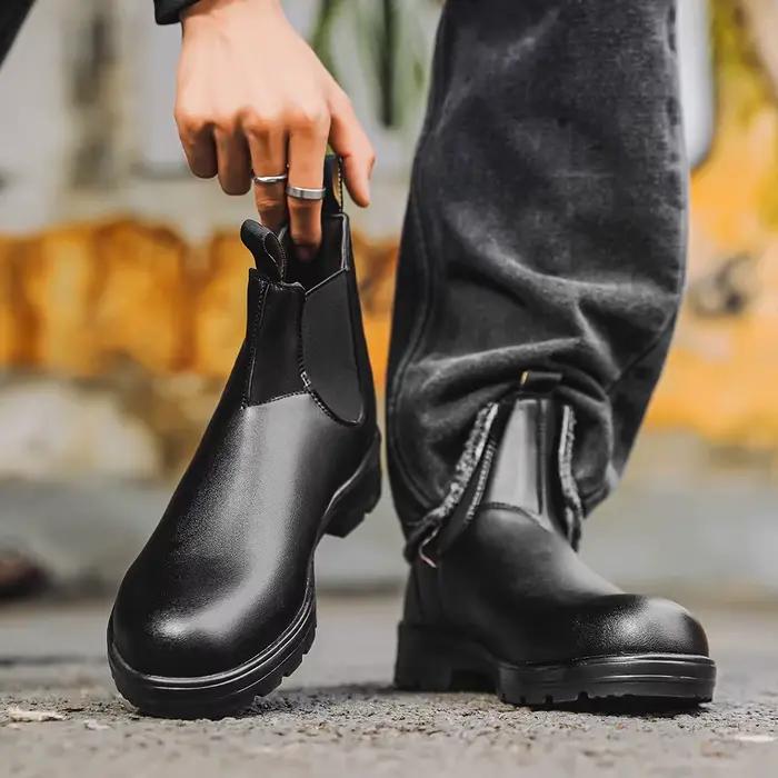 Bottines Chelsea en cuir rétro pour homme, bottes à plateforme décontractées, faites à la main, style britannique, printemps-automne, confortables et durables pour tous les jours