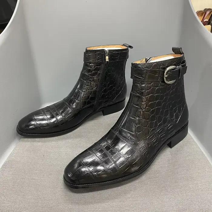 Bottines de luxe en cuir véritable pour hommes