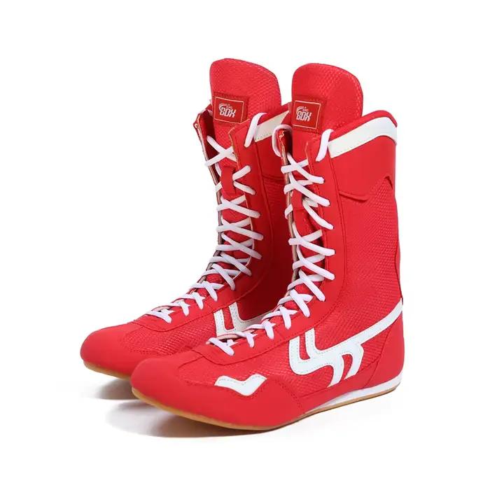 Chaussures de boxe hautes professionnelles pour hommes et femmes adultes bleu rouge noir 35 -46