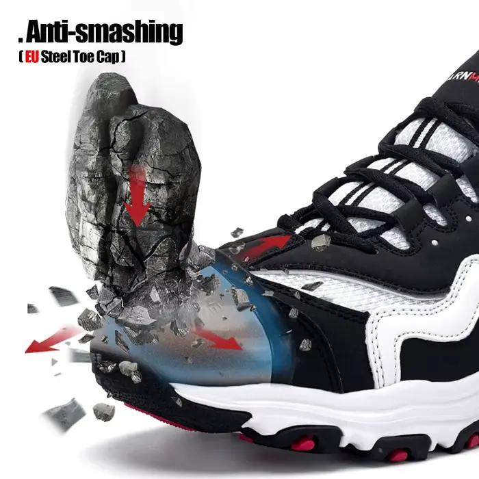 LARNMERN chaussures de sécurité pour hommes chaussure de travail à bout en acier Anti-crevaison Anti-écrasement Construction chaussure légère et respirante confortable
