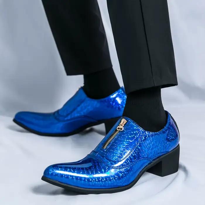 Chaussures en cuir à talons hauts de style britannique pour hommes