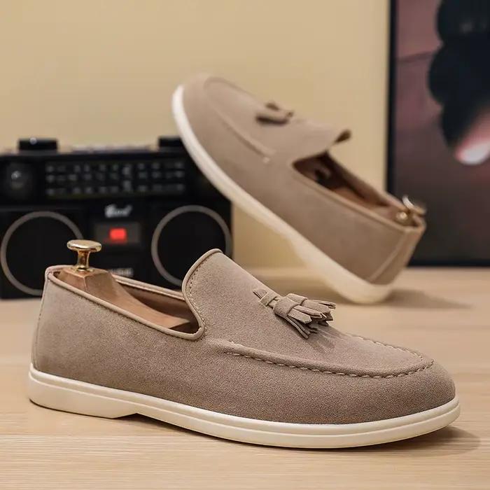 Mocassins décontractés pour hommes à enfiler, semelle plate, style sportif et tendance, bout rond, respirants, antidérapants, couleur unie