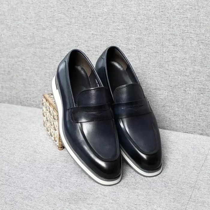 Chaussures décontractées élégantes pour homme en cuir de vache véritable mocassins penny loafers classiques pour printemps automne noir bleu 38 à 46