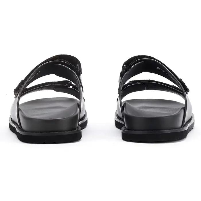 Sandales plates antidérapantes en cuir de veau pour hommes