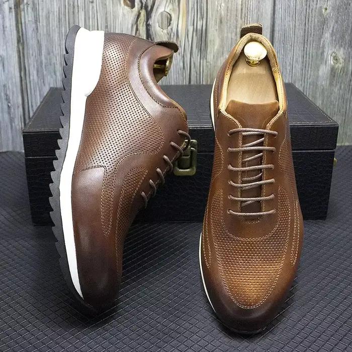 Baskets de luxe en cuir véritable pour hommes