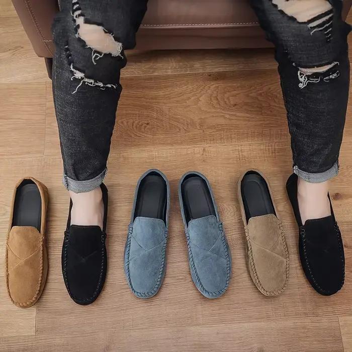 Mode daim hommes chaussures décontractées mâle paresseux chaussures respirant confort sans lacet hommes chaussures de conduite marque de luxe mocassins mocassins