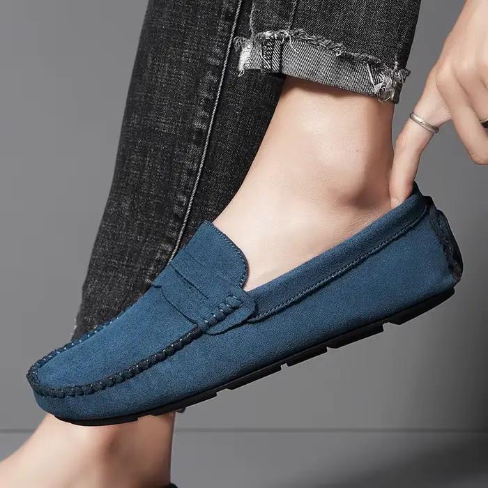 Hommes daim chaussures en cuir décontractées mode confortable hommes mocassins sans lacet chaussures plates pour homme mâle paresseux chaussures chaussures de conduite