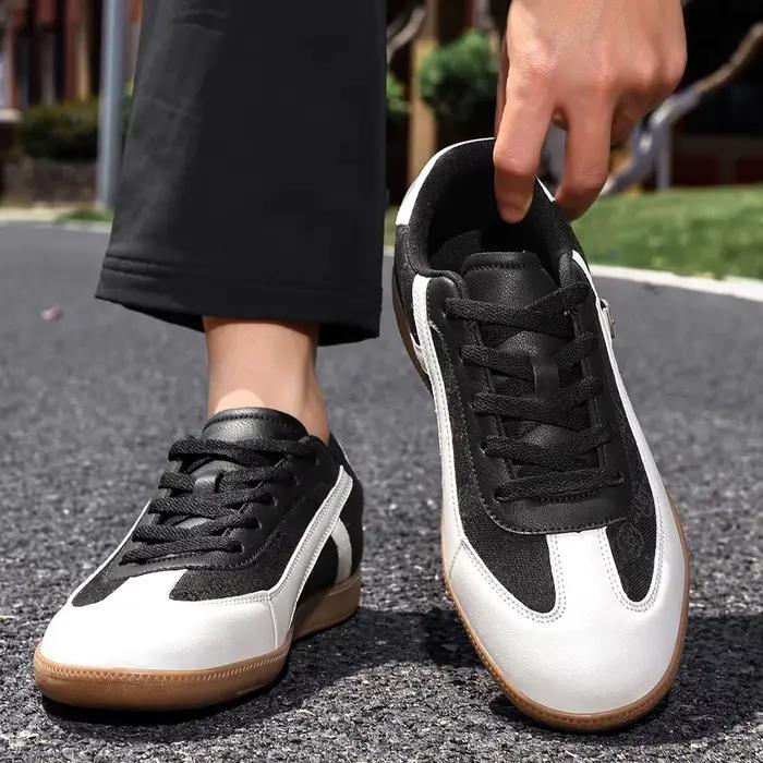 ELUVA – chaussures en cuir PU pour hommes, plates, respirantes, de haute qualité, à lacets, confortables, semelle souple, antidérapantes, décontractées, pour skateboard