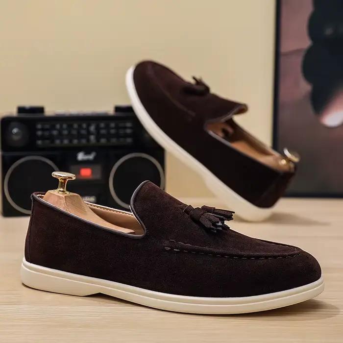 Mocassins décontractés pour hommes à enfiler, semelle plate, style sportif et tendance, bout rond, respirants, antidérapants, couleur unie