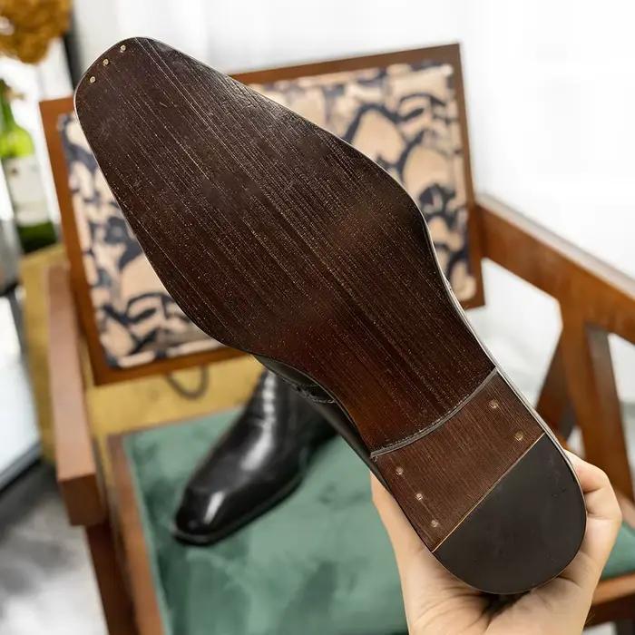 Hanmce-Chaussures Oxford respirantes en cuir véritable pour hommes, chaussures vernies, mode