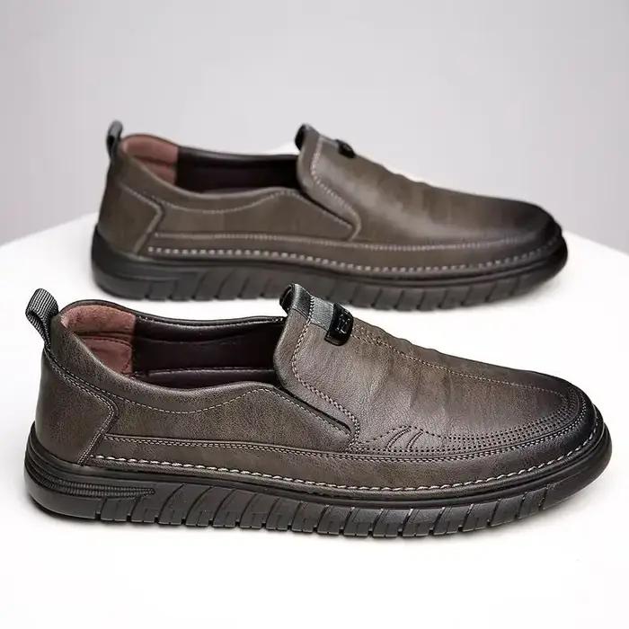 Mocassins rétro en cuir de vache véritable pour hommes