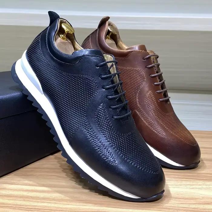 Baskets de luxe en cuir véritable pour hommes