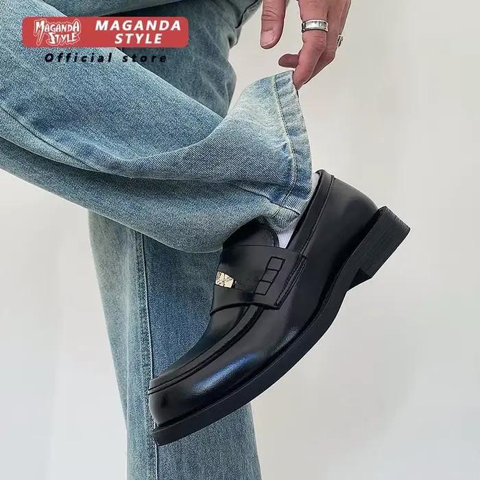 Mocassins en cuir véritable Maganda Style pour hommes élégants, chaussures habillées formelles pour bureau et carrière, occasions spéciales et déplacements