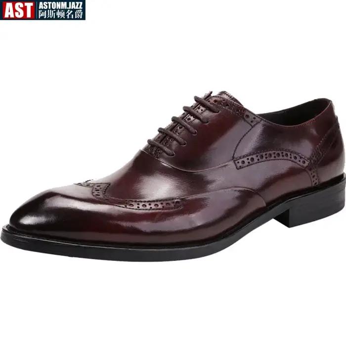 Chaussures en cuir Brogues classiques pour hommes cuir véritable de luxe bout pointu occasionnels mariage office événements formels