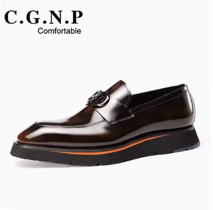 Chaussures en Cuir à Semelles Épaisses pour Homme