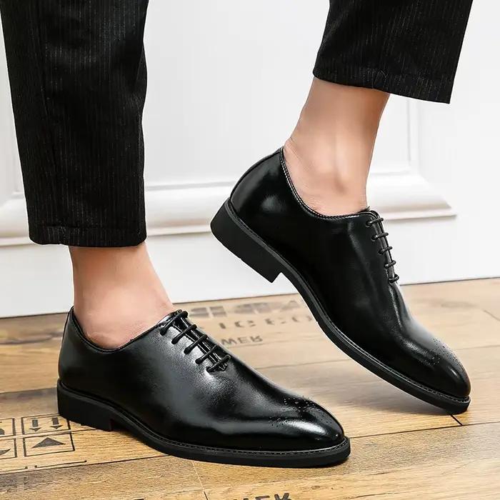 Nouveau Chaussures richelieu à semelle rouge hommes d'affaires noirs