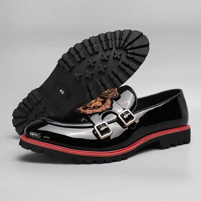 Chaussures en cuir de luxe pour hommes mode broderie