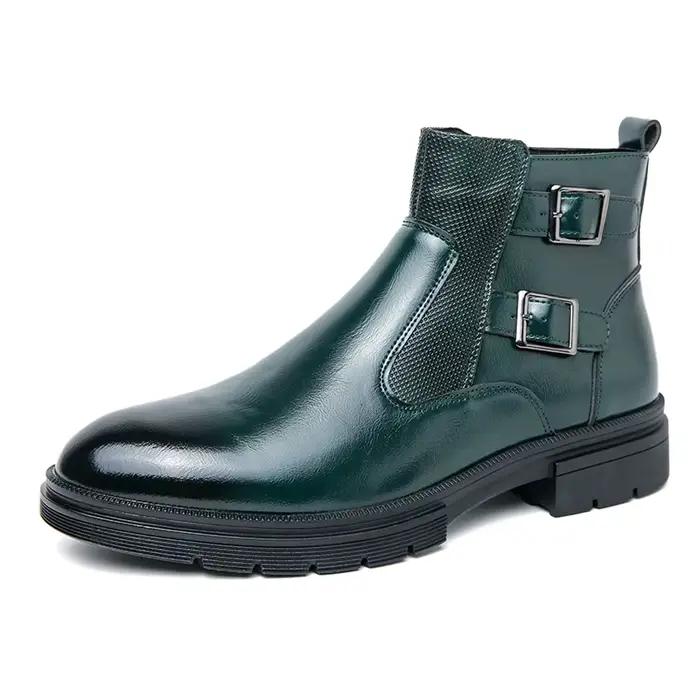 Bottines de Banquet vertes haut de gamme pour hommes